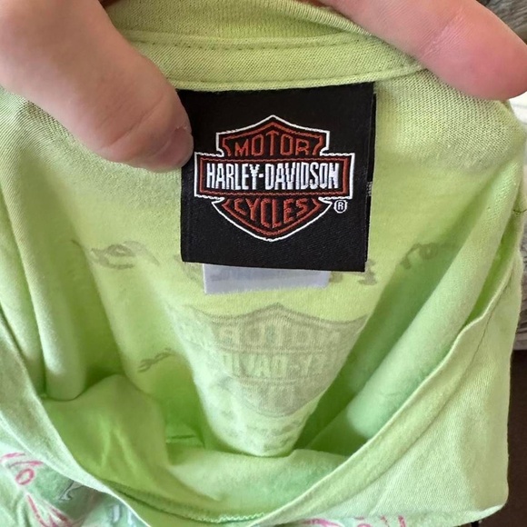Y2k Harley Davidson green and pink tee - Picture 7 of 7